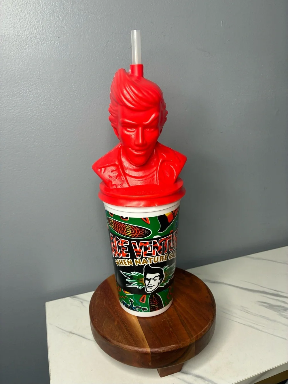 Ace Ventura Promotional Bust Cup with Straw 1990s Movie Collectible